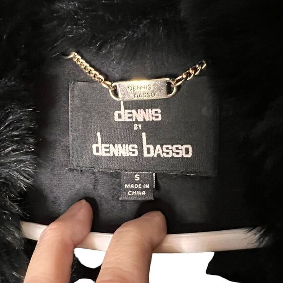 Dennis by Dennis Basso black faux suede and fur vest S - Picture 8 of 16